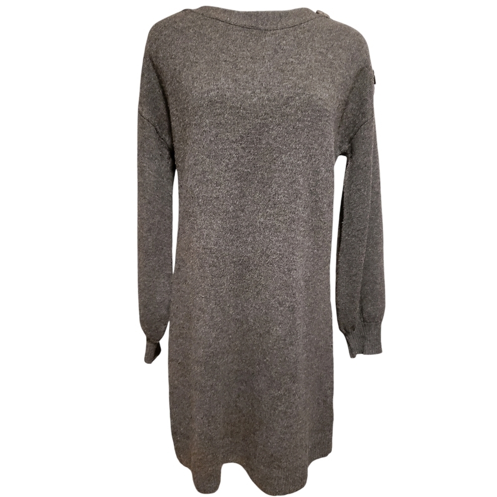 Madewell Sweater Dress Womens Gray M Warmth Merino Wool Solid Stretchy Pullover